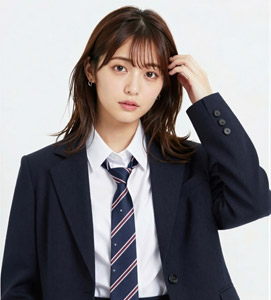 AI画像 ネクタイとブレザーの制服を着た女子学生