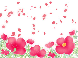 フリーイラスト 花びらが舞うピンクの花畑
