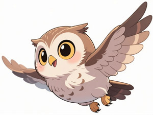 AI画像 飛んでいるミミズク