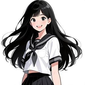 AI画像 黒色のスカーフのセーラー服を着た女子学生