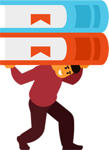 フリーイラスト 大きな本を運ぶ男性