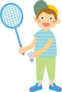 フリーイラスト バドミントンで遊ぶ男の子