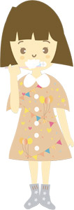 フリーイラスト 歯を磨く女の子