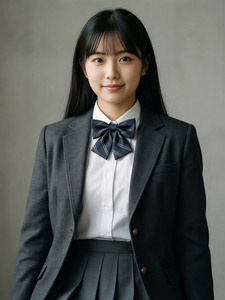 AI画像 ブレザーの制服を着た女子高生