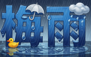 AI画像 濡れた漢字の梅雨
