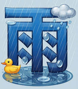 AI画像 濡れた漢字の雨
