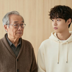 AI画像 若い男性とおじいさん