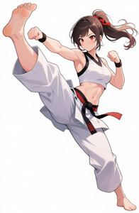 AI画像 蹴り上げる空手女子