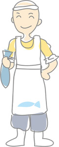 フリーイラスト 魚屋の大将