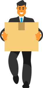 フリーイラスト 段ボールに入った荷物を運ぶビジネスマン