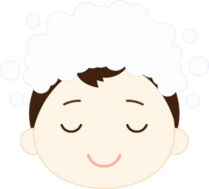 フリーイラスト シャンプーで髪を洗う男性の頭