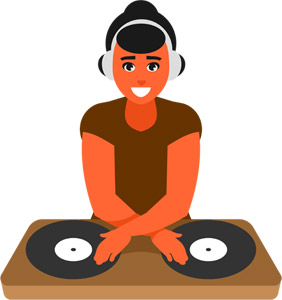 フリーイラスト 女性DJ