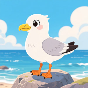 AI画像 岩の上に止まるカモメ