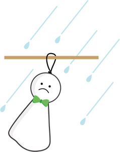 フリーイラスト 雨の中のてるてる坊主