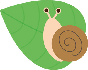 フリーイラスト 葉っぱの上のカタツムリ