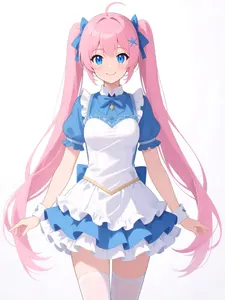 AI画像 メイド服を着たピンクツインテールの少女