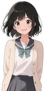 AI画像 セーラー服の上にカーディガンを羽織った女子学生