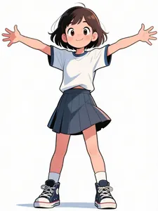 AI画像 手を広げて立つ小学生の女の子