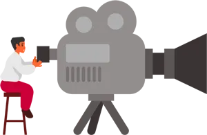 フリーイラスト 映画を撮影する撮影技師