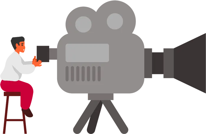 フリーイラスト, CC0 イラスト, ベクター, AI, 人物（イラスト）, 男性（イラスト）, 仕事, 職業, カメラマン, シネマトグラファー, テレビカメラマン, 撮影機器, 映画用カメラ, 映画