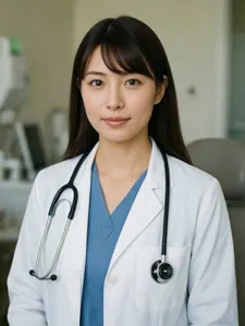 AI画像 聴診器を首にかけた女性医師
