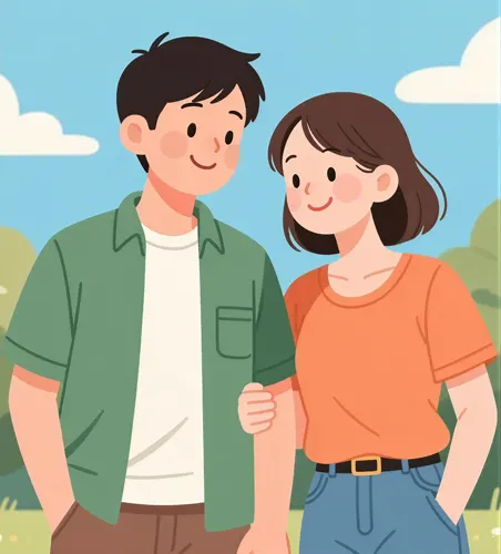 フリーAI画像, CC0 AI画像, イラスト（AI画像）, 人物（AI画像）, カップル（AI画像）, 恋人, 腕を組む（カップル）, デート, 二人