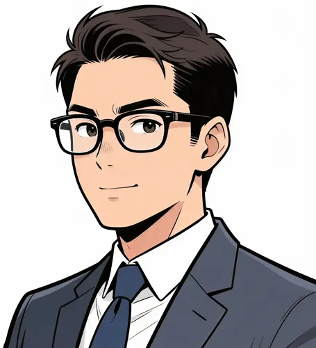 フリーAI画像, CC0 AI画像, イラスト（AI画像）, 人物（AI画像）, 男性（AI画像）, ビジネス, 仕事, 職業, ビジネスマン, サラリーマン, メンズスーツ, 眼鏡姿