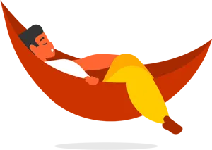 フリーイラスト ハンモックで寝ている男性