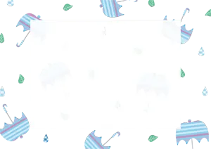 フリーイラスト 傘と葉と雨のフレーム