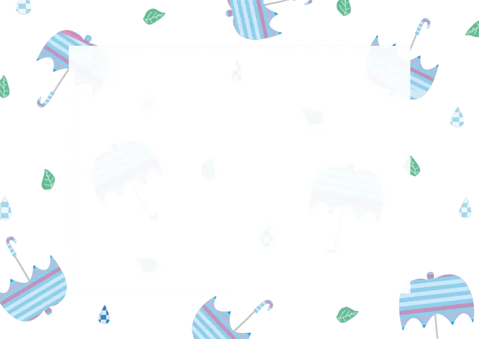 フリーイラスト, CC0 イラスト, ベクター, AI, 背景（イラスト）, 枠（フレーム）, フレーム（横）, フレーム（囲み）, 梅雨, 6月, 雨, 雨傘