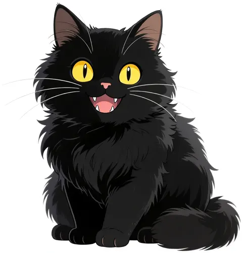 フリーAI画像, CC0 AI画像, イラスト（AI画像）, 動物（AI画像）, 哺乳類, 猫（ネコ）, 黒猫