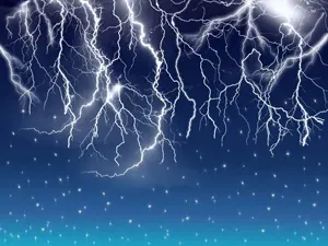 フリーイラスト 激しい夜の雷