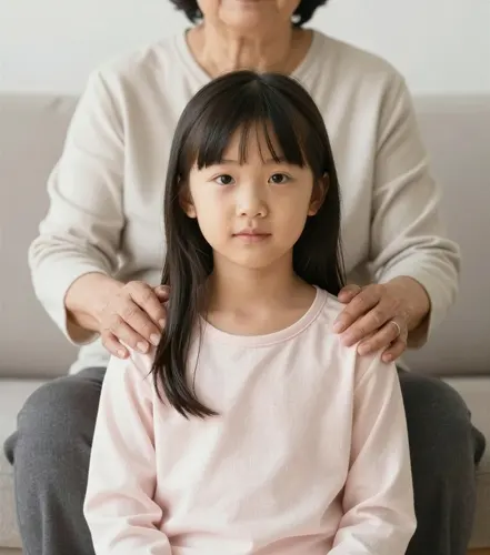 フリーAI画像, CC0 AI画像, 写真（AI画像）, 人物（AI画像）, 家族（AI画像）, おばあさん, 孫, 女の子, 子供（AI画像）, 二人