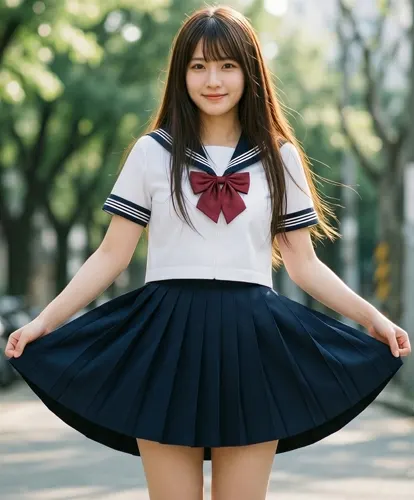 フリーAI画像, CC0 AI画像, 写真（AI画像）, 人物（AI画像）, 少女（AI画像）, アジアの少女, ポートレイト, 学生（生徒）, 学生服, 高校生, セーラー服