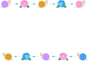 フリーイラスト カタツムリとアジサイの飾り枠