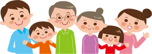 フリーイラスト 横に並んだ3世代家族