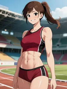 AI画像 競技場に立つ女子の陸上選手