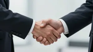 AI画像 握手を交わす男性会社員の手