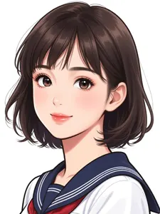 AI画像 セーラー服を着た女子学生の顔のアップ