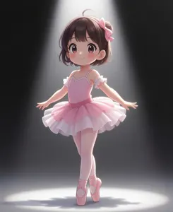 AI画像 スポットライトを浴びるバレリーナの女の子
