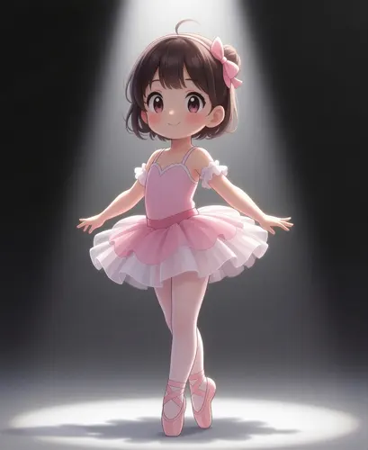 フリーAI画像, CC0 AI画像, イラスト（AI画像）, 人物（AI画像）, 子供（AI画像）, 女の子, バレエ, バレリーナ, バレエダンサー, ポワント, 爪先立ち, スポットライト