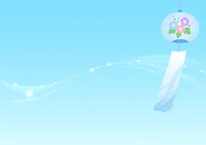 フリーイラスト 風鈴と波形の夏のイメージ背景