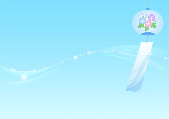 フリーイラスト, CC0 イラスト, ベクター, AI, 背景（イラスト）, 風鈴, 夏（イラスト）, 波形