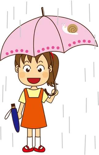 フリーイラスト, CC0 イラスト, ベクター, EPS, 人物（イラスト）, 子供（イラスト）, 女の子, 雨傘, 雨, 梅雨, 6月