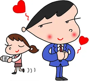 フリーイラスト 社内恋愛中の男性会社員