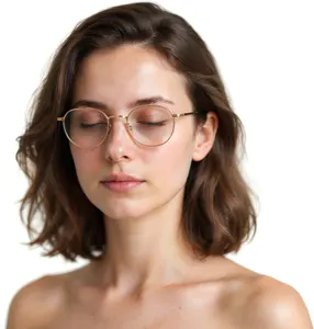 AI画像 目を閉じる眼鏡をかけた外国人女性