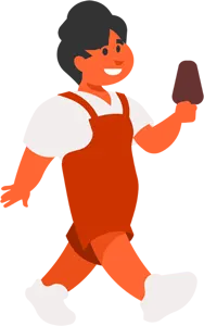 フリーイラスト アイスクリームを持って歩く男の子