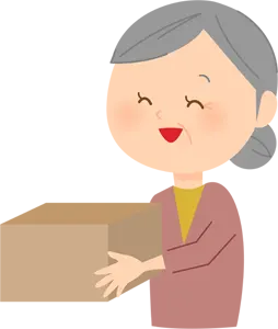 フリーイラスト 荷物を受け取ったおばあさん