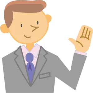 フリーイラスト 左手でどうぞの男性会社員