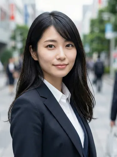 フリーAI画像, CC0 AI画像, 写真（AI画像）, 人物（AI画像）, 女性（AI画像）, アジア人女性, 若い女性, ポートレイト, ビジネス, 仕事, 職業, ビジネスウーマン, オフィスレディ（OL）, レディースーツ